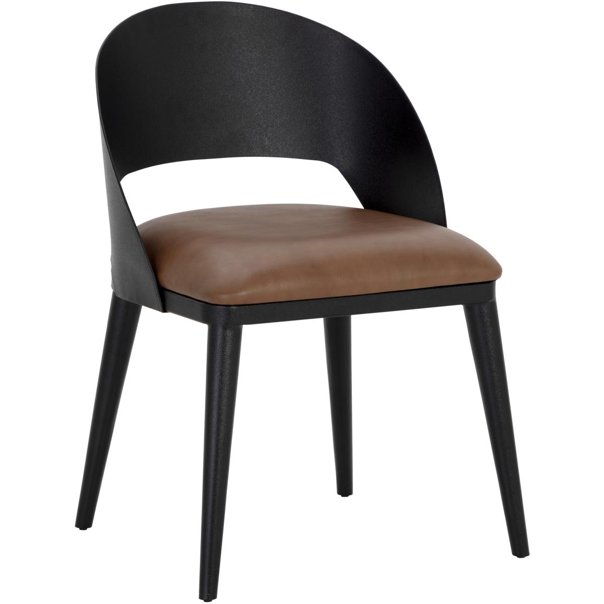SUNPAN 111040 Dezirae Black / Cognac Leather Dining Chair